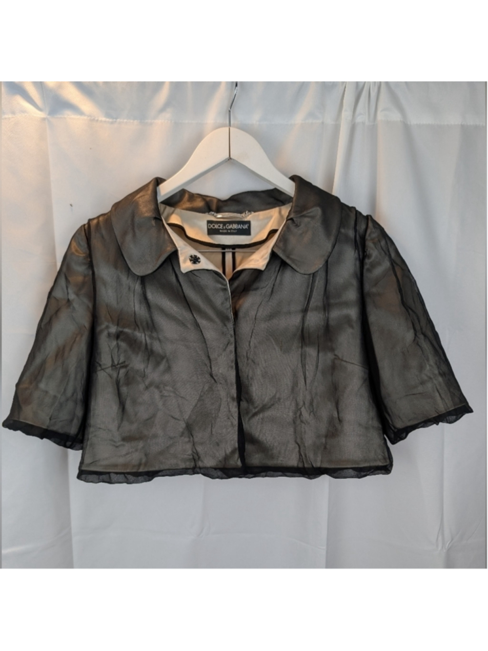 DOLCE & GABBANA Black Sheet Chiffon Layered Crop Jacket Size 4 US In VGUC